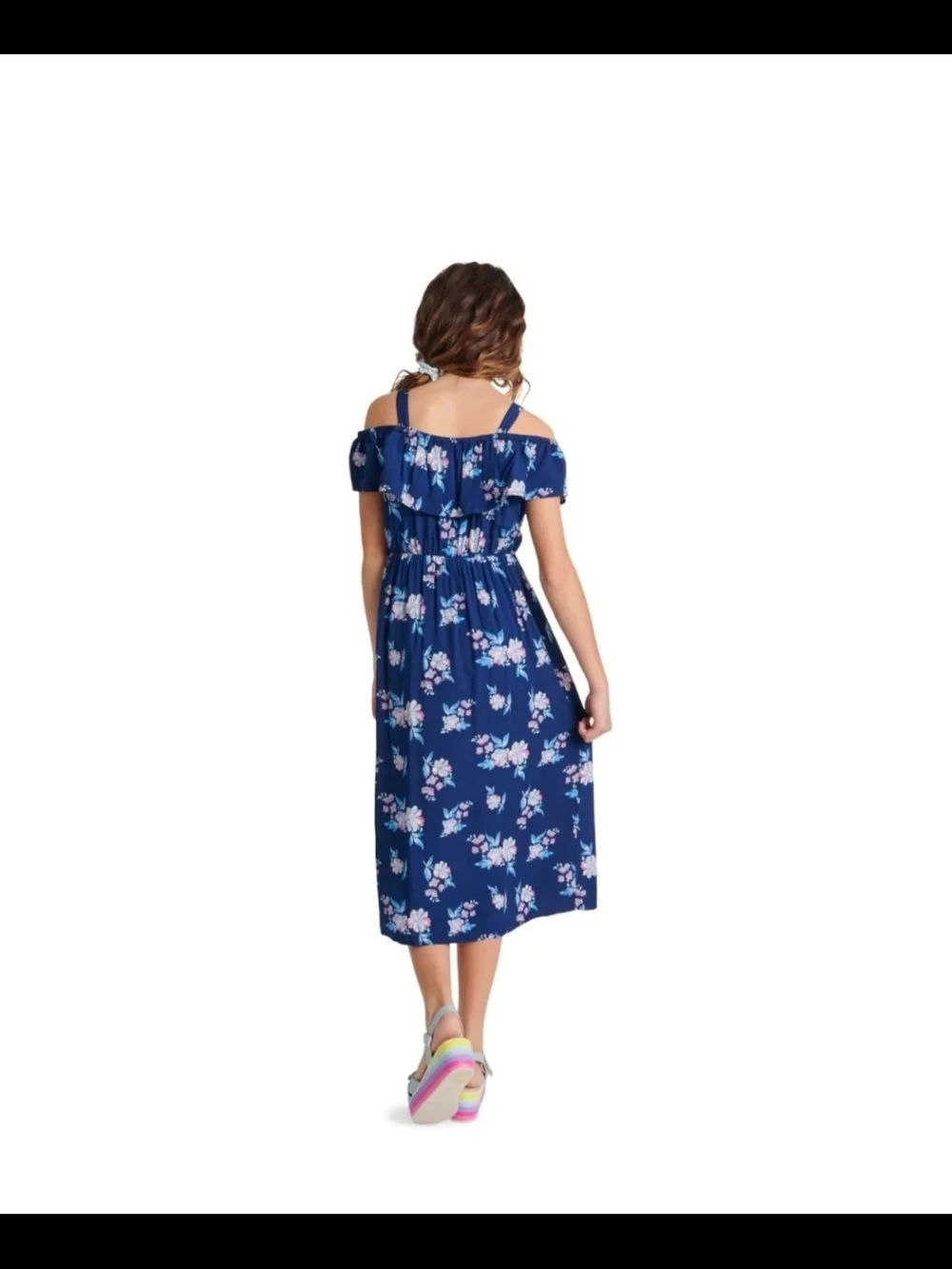 NWT Girls Justice Sun Dress / Maxi Dress Size S (7-8) Spring Blue Floral Long
